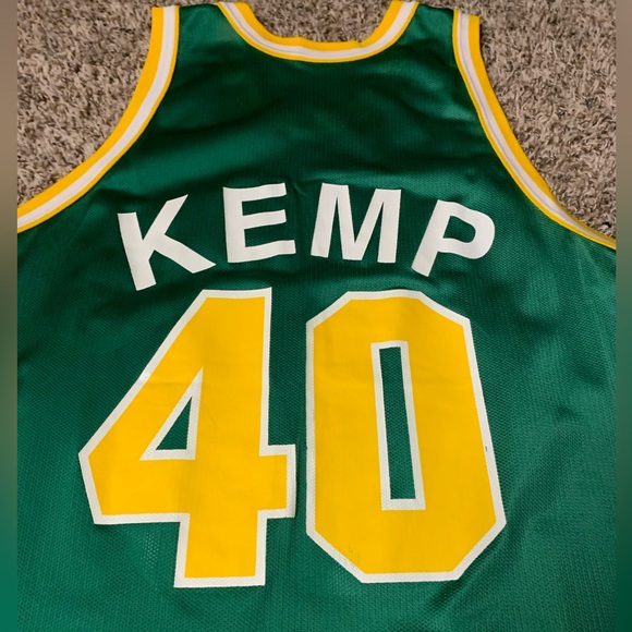 Vintage Champion NBA Seattle Supersonics Sonics Shawn Kemp #4 Jersey Sz 48 L-XL - Picture 3 of 9